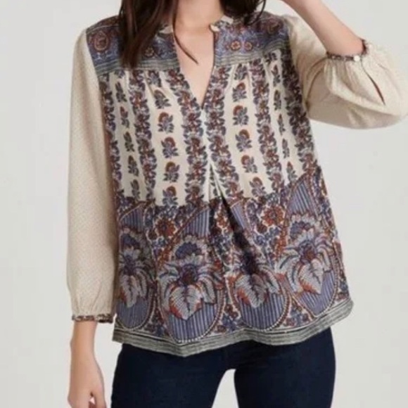 Lucky Brand Rami Peasant Boho Blouse - Picture 14 of 16